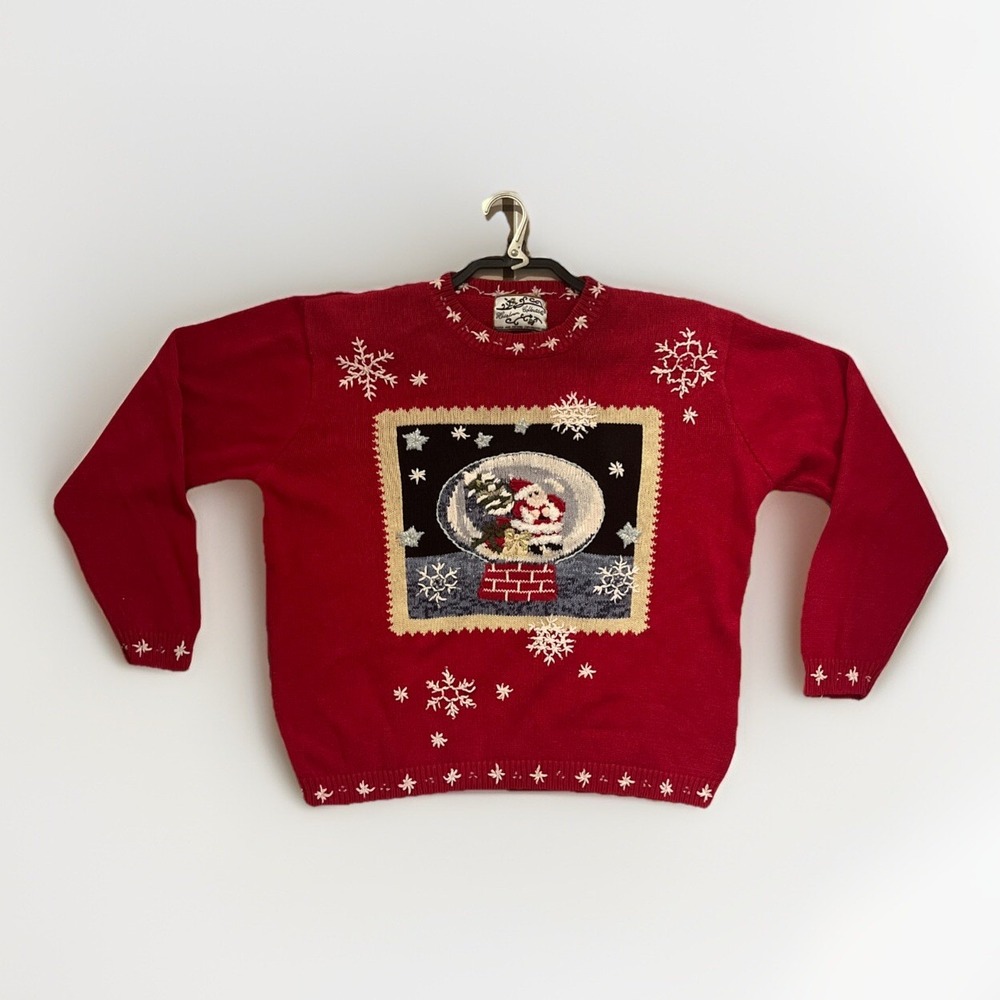 Vintage Heirloom Collectibles Womens Christmas Sweater Cardigan Size L Petite